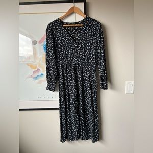 Madewell navy cornflower long sleeve midi dress size 4